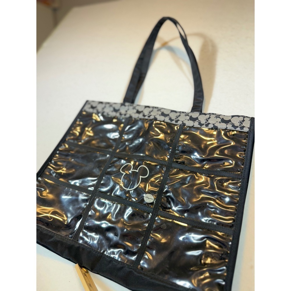 Disney Parks Black Clear Panel Tote Bag Purse Mickey Mouse Shopping - Picture 2 of 3